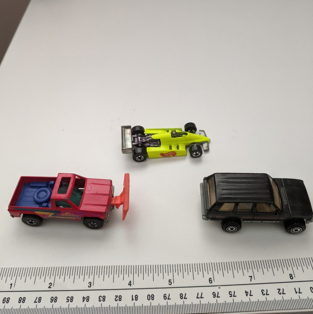 Vtg Bundle Mattel Red Brian's Snow Removal Truck, Black Range Rover, Yellow RC
